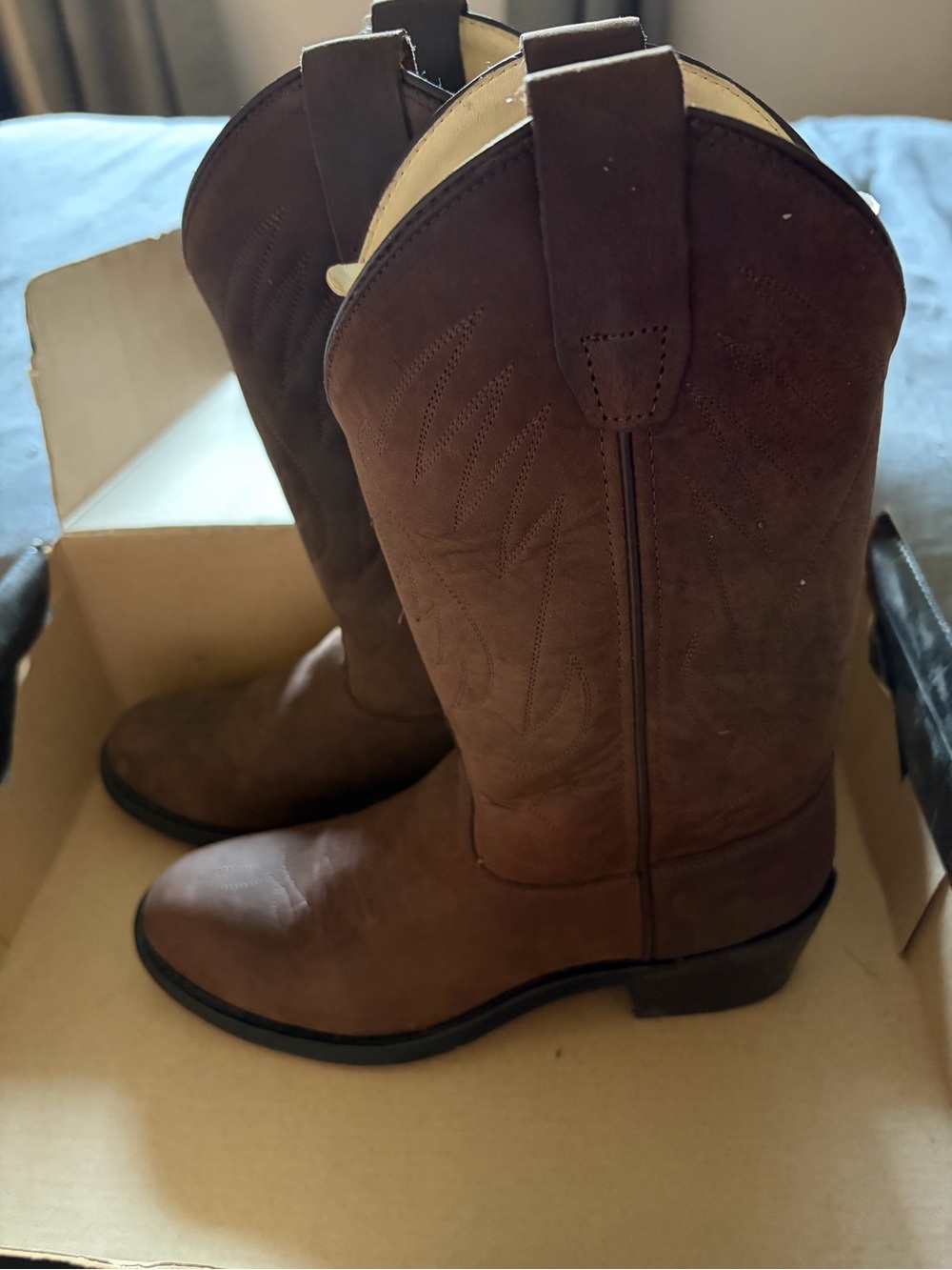 Old West Brown Leather Cowboy Boots